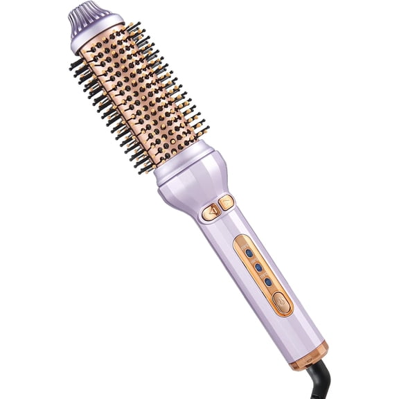 1.58 Inch Automatic Curling Iron Thermal Brush with 3 Adjustable Temperatures, Fast Heating Ceramic Round Brush with Auto Shut-Off for Long Hair and Traveling (Purple)
