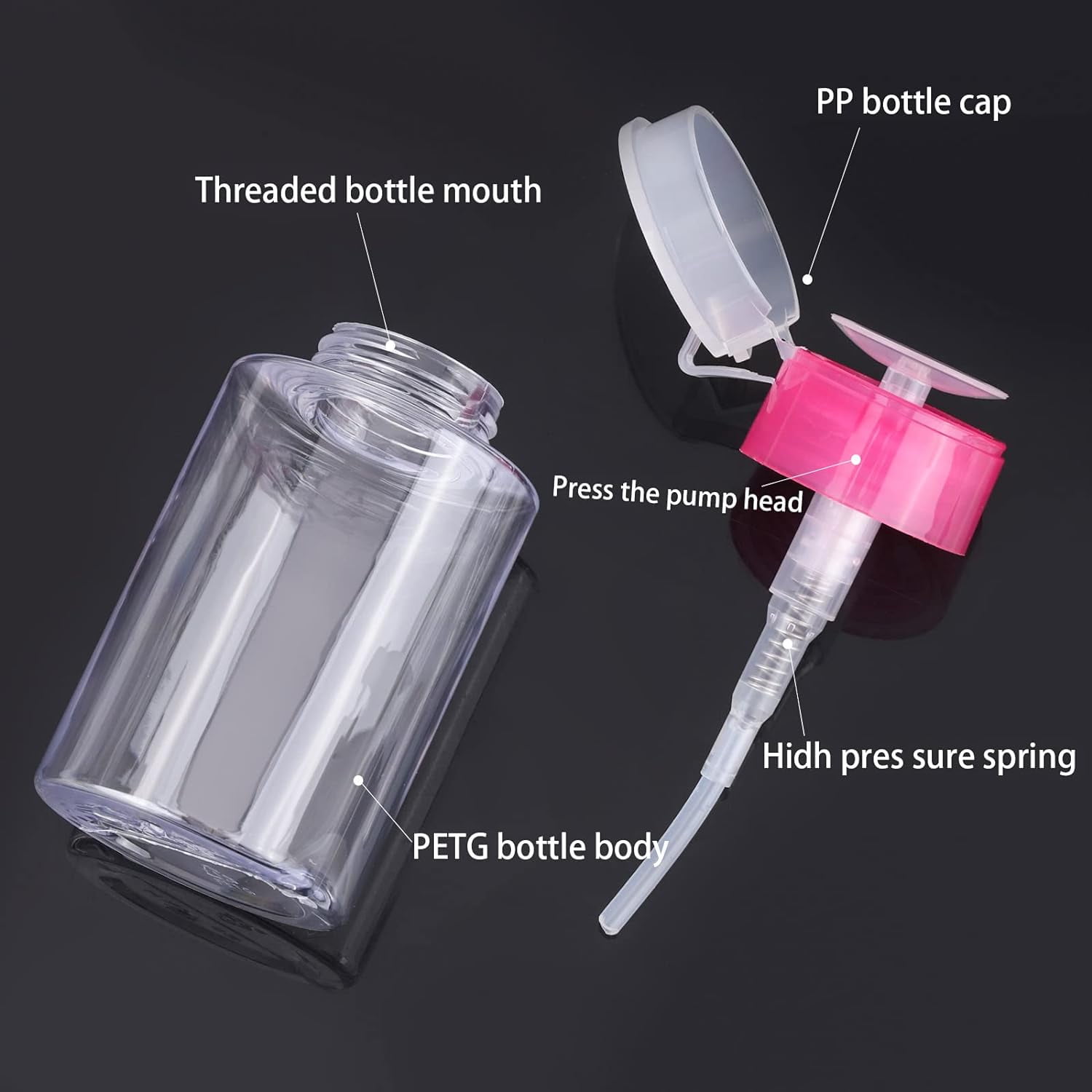 1Pc Transparent Acetone Nail Polish Remover Pump Empty Dispenser Bottle For  For Cleanser Toner Nail Polish Remover Pump Lip & Eye Makeup Remover |  SHEIN USA