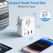 Unidapt US to India Plug Adapter, Type D Travel Adapter with 3 American Outlets, 3 USB Ports, 1 USB-C 20W PD Fast Charger – for India, Bangladesh, Maldives, Nepal, Pakistan