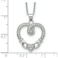 thumbnail image 3 of Sterling Silver Claddagh Heart Cz With 1 In Ext.Necklace (17.5 X 19.6) Made China qg5407-16.5, 3 of 5
