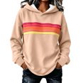 thumbnail image 2 of Women's Retro Stripe Hoodie Pullover Long Sleeve Colorful Casual Sweatshirt Top, 2 of 5