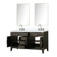 thumbnail image 3 of Laurel 60 in W Brown Oak Double Bath Vanity, White Quartz Top, Faucet Set, & 28 in Mirrors, 3 of 6