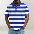thumbnail image 2 of Men's Big and Tall Short Sleeve Striped Polo Shirt, Classic Blue White Nautical Stripe Casual Top, Breathable Comfort Fit for Daily & Golf Wear, Sizes M-4XL Blue, 2 of 5