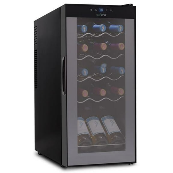 NutriChef PKCWC150 - Wine Chilling Refrigerator Cellar - Touch Button Control with Air Tight Seal, Contains Placement for Standing Bottles (15 Bottle Storage Capacity)
