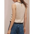 thumbnail image 6 of Women'S Crochet Knit Tank Top Summer Sleeveless Tank Top Casual Round Neck Tunic Tops Beige M, 6 of 7