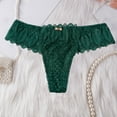 thumbnail image 2 of WTOBBY Sheer Lace Low-Rise Women's Underwear, Sexy Hollow-Out Thong Design, Breathable Mesh Panties, Delicate Floral Embroidery Details, Cheeky String Bikini ,Dark Green M, 2 of 3