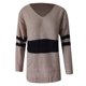 thumbnail image 2 of Gibobby Suéter de invierno para mujer de manga larga con cuello en V para mujer Suéter de punto informal a rayas a la moda(Caqui,CH), 2 of 4