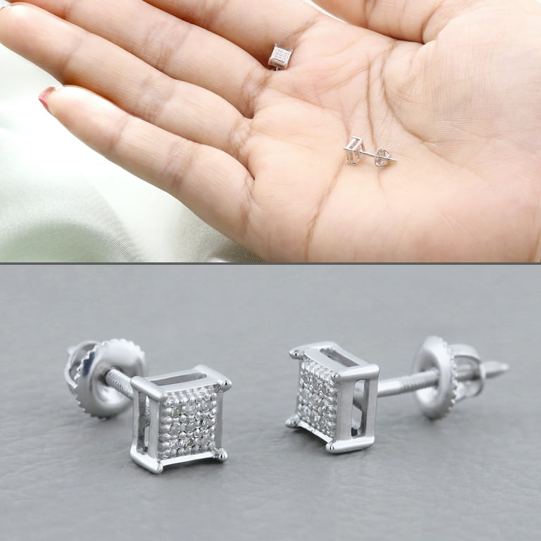 Dazzlingrock Collection 0.05 Carat Diamond Stud Earring (1 Piece) - Round White Diamond In 925 Sterling Silver, Push Back