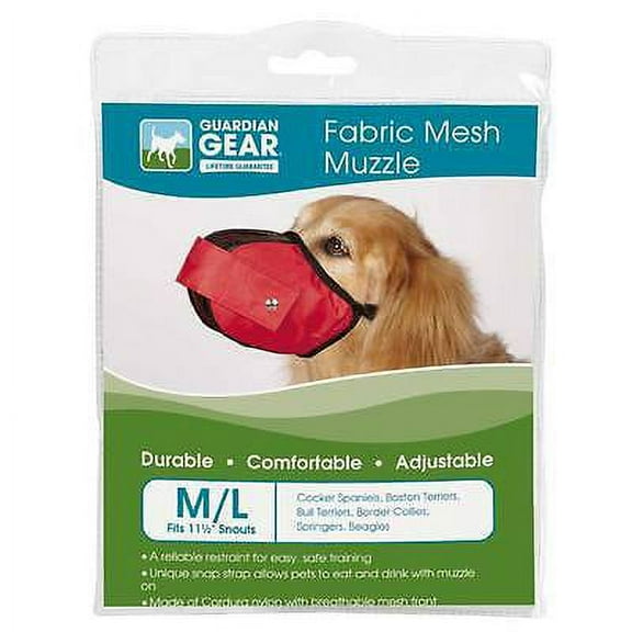 Fabric Mesh Dog Muzzles Comfortable Soft Red Muzzle for Dogs That Bite or Chew (Medium/Large)