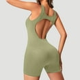 thumbnail image 4 of OSOLU Women's Sleeveless Yoga Jumpsuits Shorts Bodysuit Deep Scoop Neck Backless Bodycon Jumpsuits Sports Soft Tummy Control Workout Athletic Gym Bottoms Light Green M, 4 of 9