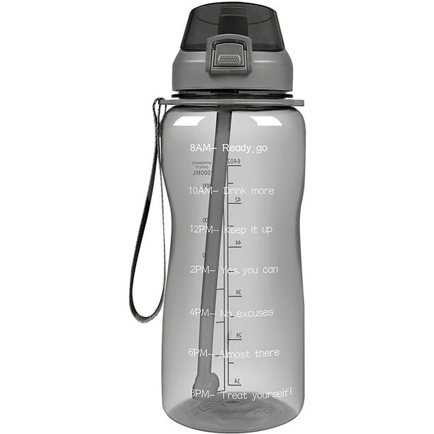 Half Gallon Water Bottle with Straw and Motivational Time Marker 64oz Large  Capacity Leak Proof BPA Free Fitness Sports Water jug 