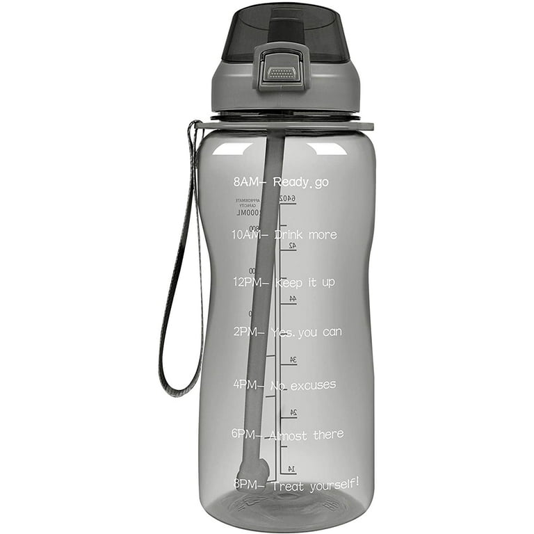 74oz Motivational Bottle with Straw Lid Concrete Grey