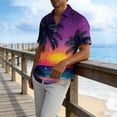 thumbnail image 4 of Gamivast Summer Shirts Palm Leaf Pattern Print Casual Shirts Button Down Lapel Collar Beach Shirts Lightweight Breathable Vacation Tropical, 4 of 5