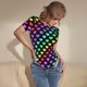thumbnail image 3 of Balery Rainbow Hearts Body de cuello redondo de manga corta para mujer Tops de manga corta Tops básicos-Medium, 3 of 7