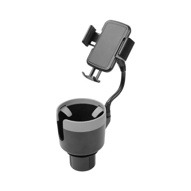 Portavasos y dispositivo para teléfono celular: Se monta en automóviles, camiones, furgonetas y UTV con brazos flexibles que aseguran varios teléfonos/estuches, negro