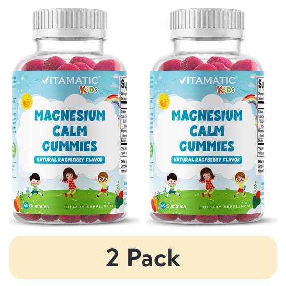 (2 pack) Vitamatic Kids Magnesium Gummies, Vegan, Supports Daily Wellness, 60 Vegan Gummies, Non-GMO & Gluten-Free
