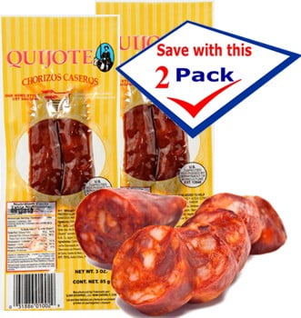 Chorizos Caseros Quijote 3 oz. 2 Chorizos. Pack of 2 by