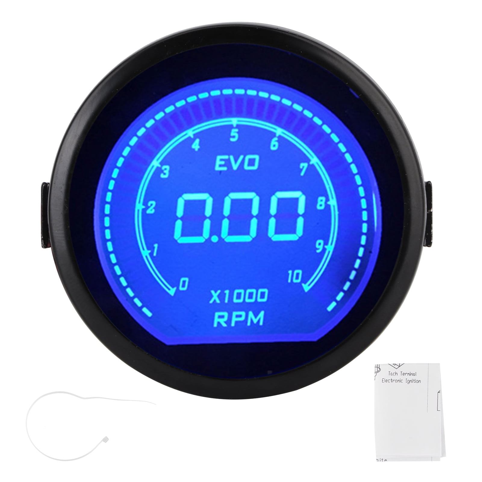 Universal Square LCD Motorcycle Tachometer Blue Digital Display RPM Meter Gauge