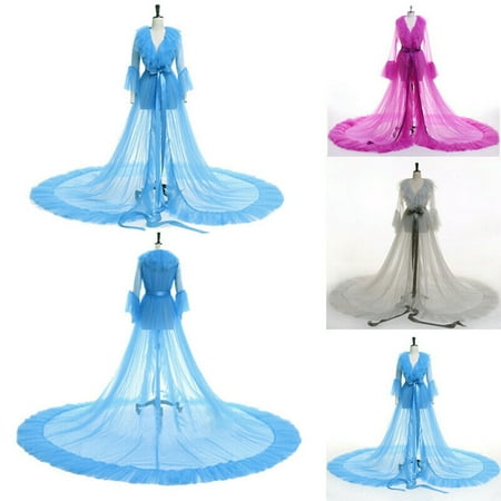 

Women Sexy Lingerie Long Lace Dress Sheer Gown See Through Kimono Robe Sleepwear