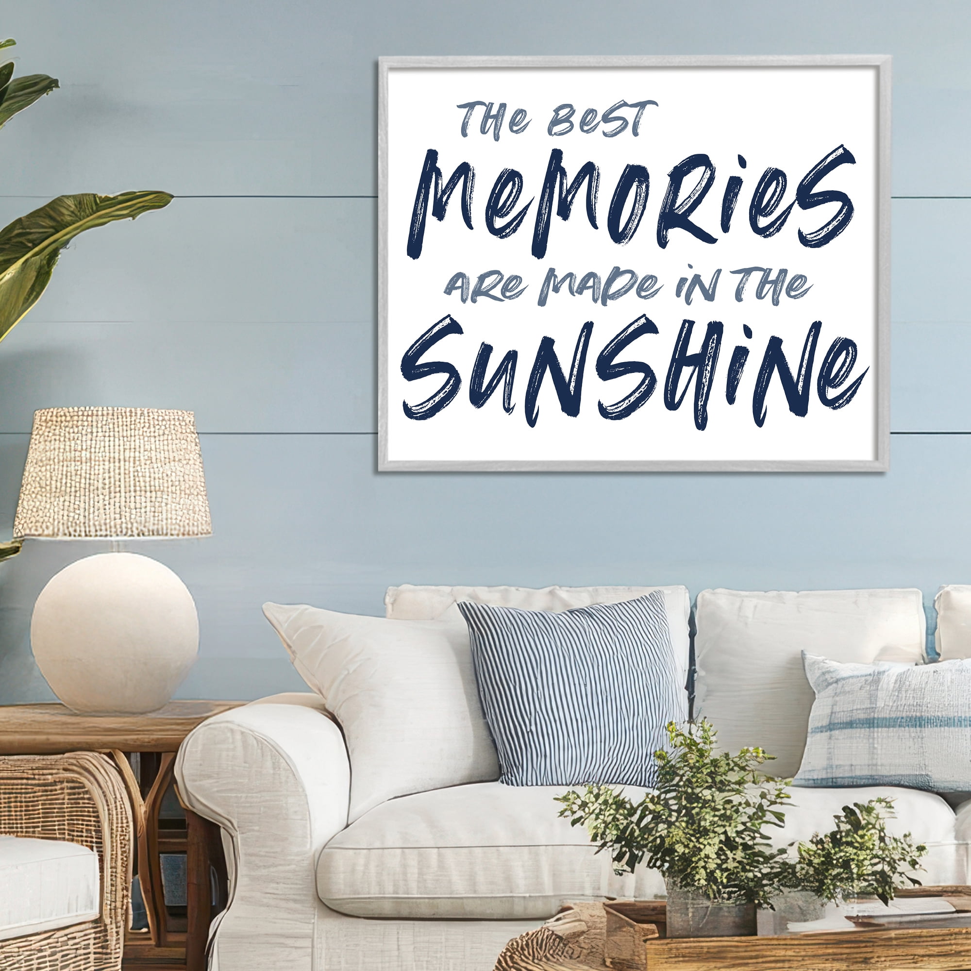 Memories Made In Sunshine Gray Framed Giclee Art, design by Lettered and Lined