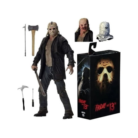 Jason Voorhees Action Figure,Jason Voorhees,Horror Action Figures,Friday The 13th Scale Action Figure Ultimate Part,Style A,Friday the 13th,1 x Ornament - Black - 7"Height