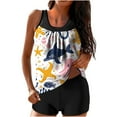 thumbnail image 2 of Nrmvnmi Tankini Swimsuits for Women 2 Piece Bathing Suits Floral Prints Round Neck Swim Tank Top with Boy Shorts Modest Swimwear Mothers Day Gifts, 2 of 5