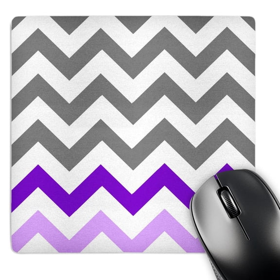 3dRose, Charcoal grey chevron with purple zig zag accent - gray zigzag pattern, MousePad