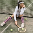 thumbnail image 6 of Naloa USA Colors Stripes Thigh High Socks Extra Long Stretchy Sock Women Over Knee High Opaque Stocking Daily Wear, 6 of 6