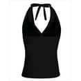 thumbnail image 3 of Hilor Womens Swimsuit Top Plunging V Neck Halter Swim Tops Shirred Tummy Control Tankini Top, 3 of 5