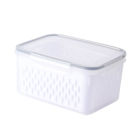 Fruit and Vegetable Storage Containers for Fridge with Drain Colander and Airtight Lid Produce Organizer Bins for Kitchen and Freezer