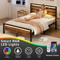 thumbnail image 3 of Zimtown Full Platform Bed Frame with 12-Inch Under-Bed Storage, LED Lighted Headboard & Footboard, Modern Apartment Bedroom,Rustic Brown, 3 of 10