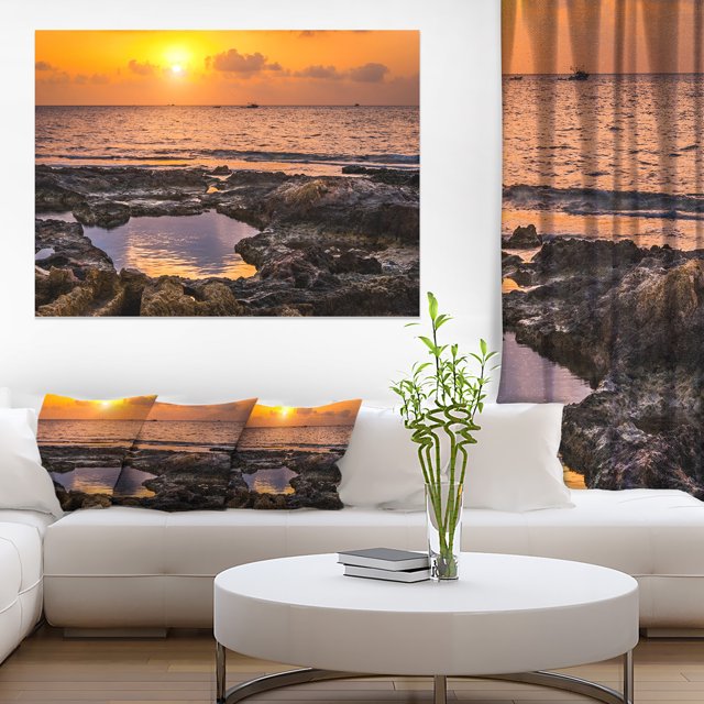 Colorful Rocky Coast at Sunset - Oversized Beach Canvas Artwork