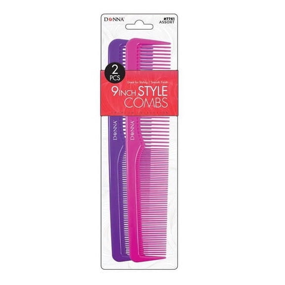 Donna 9 inches Style Combs Multi Colored, 2 Ea