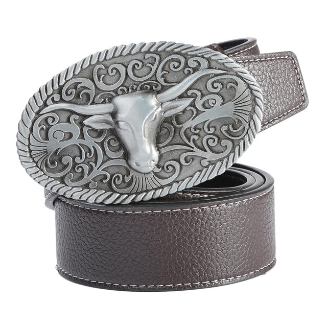 Cinturones con hebilla de cuero de 120cm, cinturón para hombre, cinturón de cintura, cinturón , cinturón con hebilla de vaquero, cinturón , marrón Sunnimix Cinturones con hebilla