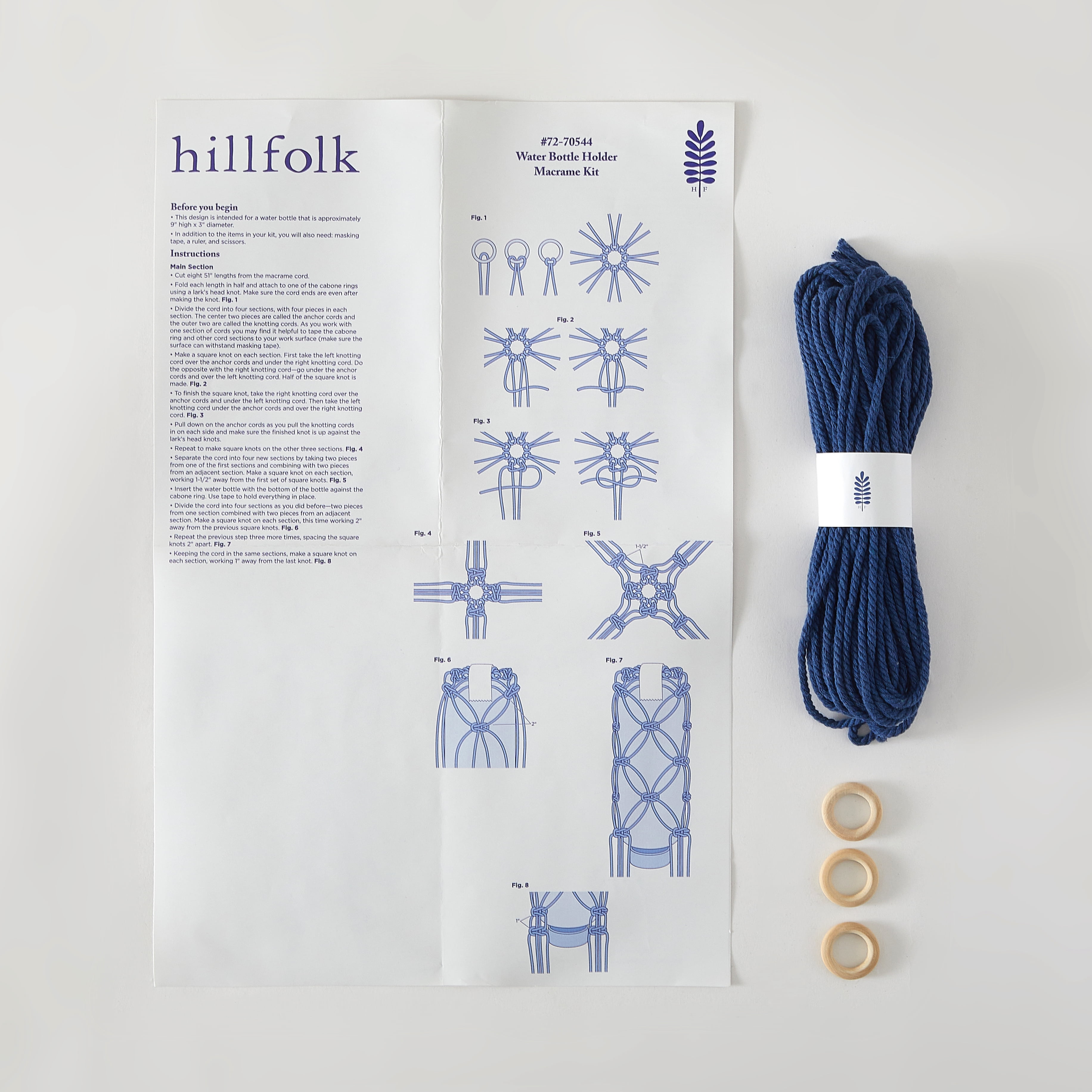 Hillfolk Macrame Bottle Craft Kit with Natural Twine and Beads