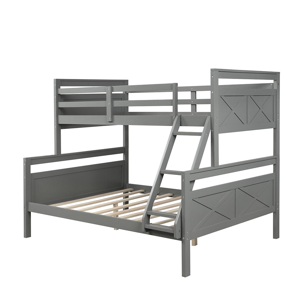 Kadyn Twin over Full Bunk Bed with ladder/Safety Guardrail, Gray