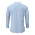 thumbnail image 6 of Huresd Mens Cotton Linen Henley Shirts Long Sleeve Summer Casual T-Shirt Regular Fit Lightweight Yoga Tops with Pocket Light Blue L, 6 of 6