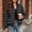 Black, variant on Xdegoge Bomber Jackets for Women Fall Plaid Stand Collar Long Sleeve Zip Up Outerwear Fall Winter Lightweight Casual Vintage Streetwear Coats Brown M