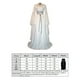 thumbnail image 3 of Qarigey Vestido maxi con cinturón de fiesta de manga larga y cuello para mujer Disfraz de Halloween Cosplay Vestidos blanco XXL, 3 of 4