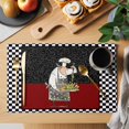 thumbnail image 2 of Placemats Set of 6, Red Black Chef Woven Placemat, Linen Place Mats for Kitchen/Dining Tables, Cartoon Cute Watercolor Cooking Plaid Washable Table Mats for Party, 2 of 8