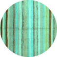 thumbnail image 1 of Ahgly Company Machine Washable Indoor Round Southwestern Turquoise Blue Country Area Rugs, 3' Round, 1 of 4