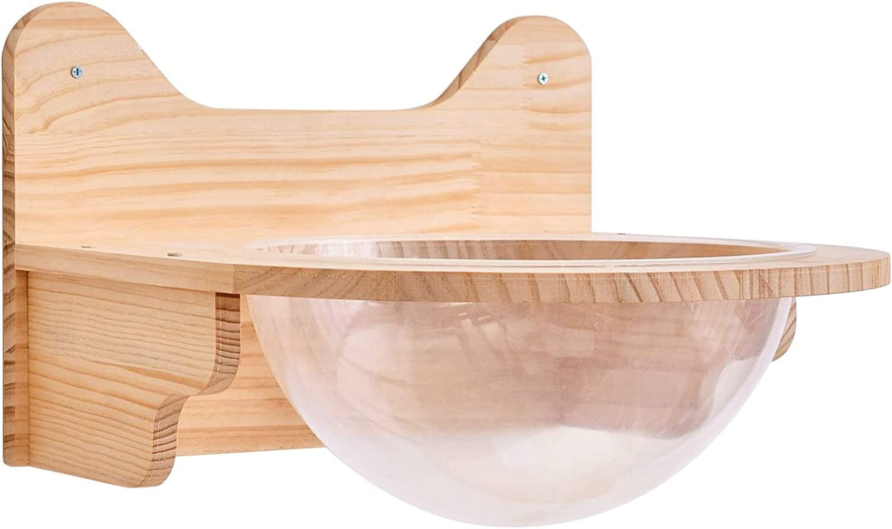 Wall-Mounted Wooden Cat Space Clear Capsule Cat Bed, Cat Shelf Wall Mounted Floating Cat Shelf for Cat Perching Sleeping Lounging, Transparent Cat House Cat Toy Cat Furniture