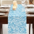 thumbnail image 3 of Table Runners 60 Inches Long Dress Scarves, Blue Spring Floral Farmhouse Kitchen Table Runner, Small Coffee Tablerunners, Farmhouse Flowers Elegant Pastoral 13x60 Inch, 3 of 9