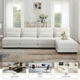 thumbnail image 6 of Oversized Sectional Sofa with Reversible Chaise,120" W 5-seat Armless Convertible L-shaped Couch for Living Room,Cream, 6 of 7