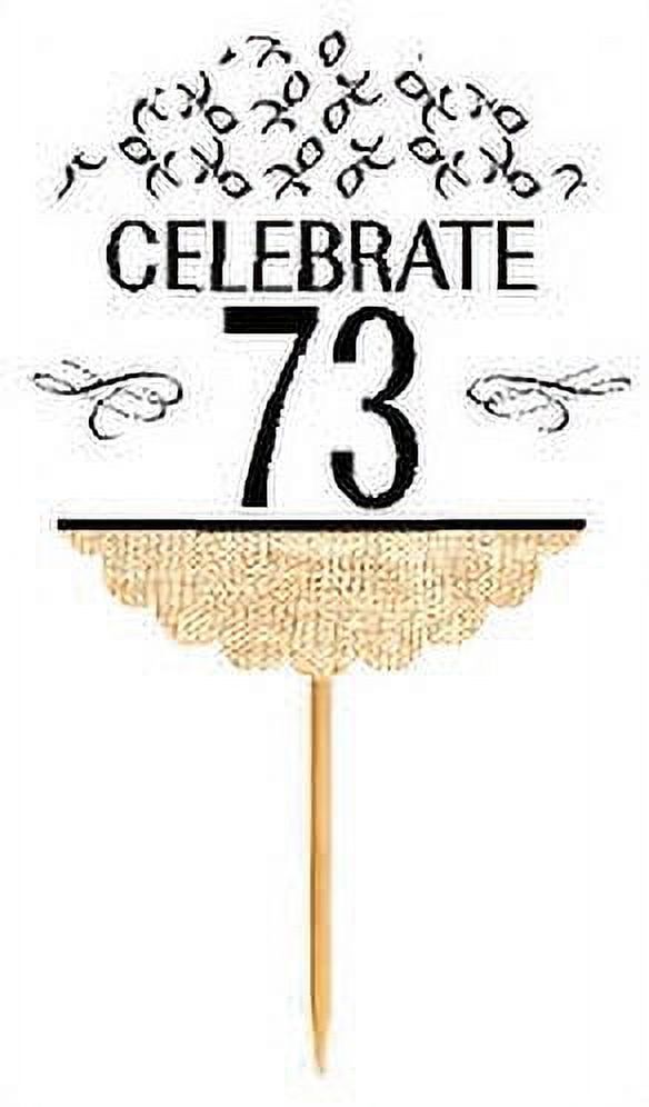 73rd Birthday / Anniversary Novelty Burlap Cupcake Decoration Picks -12pack