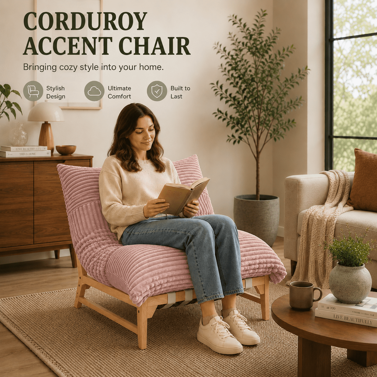 MOONMISS Oversized Cloud Lounge Accent Chair, Comfy Reading Chair for Living Room,Pink
