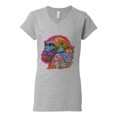 thumbnail image 3 of Colorful Neon Gorilla | Dean Russo Art Animal Lover Womenâ€™s Standard V-Neck Tee, Heather Grey, Medium, 3 of 6