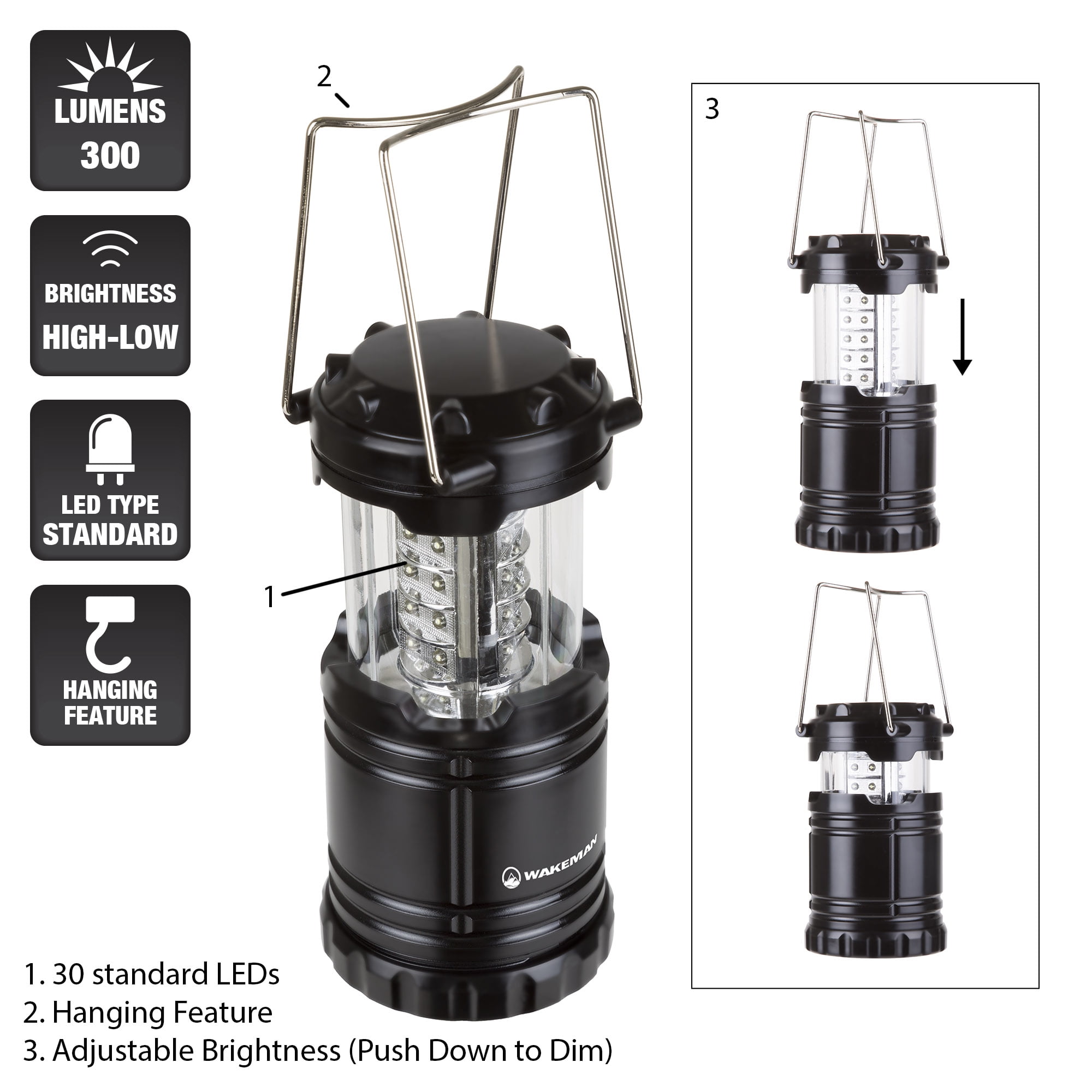 wakeman Camping Lantern with Fan - Weather-Resistant Camping Light with 18  LED Bulbs by Wakeman (Black) & Reviews