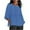Blue, variant on YUGYXL Plus Size Tops for Women 3/4 Sleeve Shirts Lounge Hollow Out Crew Neck Tshirts Side Split Solid Color Soft Comfy Blouse Vacation Tees