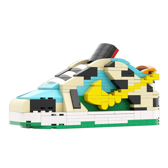 Colorful Streetwear Sneaker Building Blocks Set – Ice Cream Inspired High-Top Brick Shoe Model for Display & Collection